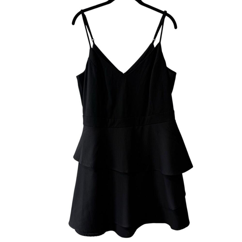 City Chic Dress Ruffle About 3 Tiered Spaghetti Strap Dress Black Small Plus